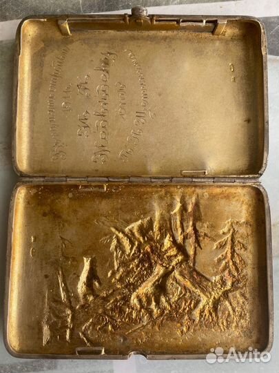 Портсигар Утро в сосновом лесу медведи серебро 84