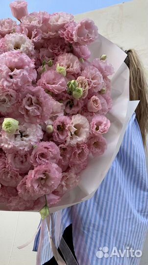 Монобукет из пушистой эустомы