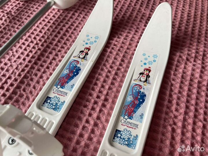 Лыжи детские пластиковые палки Олимпик спорт