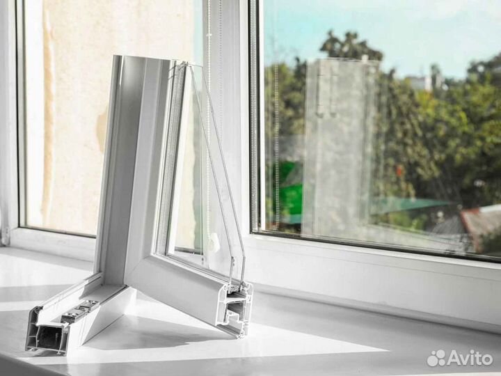 Ремонт окон, стеклопакет обычный RAL5480