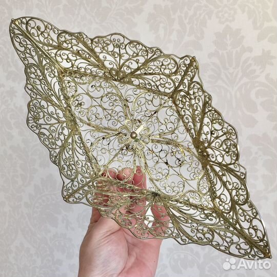 Конфетница СССР ладья вазочка скань мельхиор