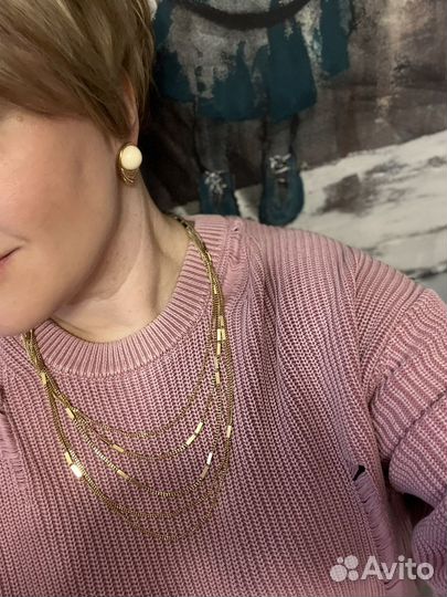 Цепь многорядная колье винтаж monet США