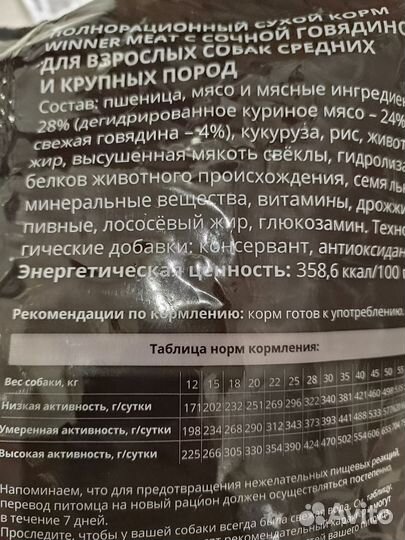 Корм для собак Мираторг winner meat 10кг