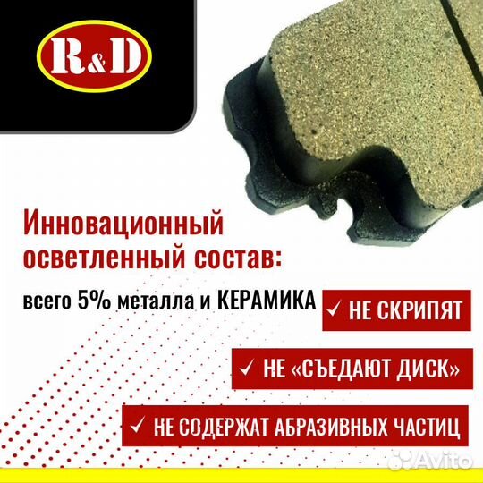 Тормозные колодки R&D Honda Accord, CR-V, перед