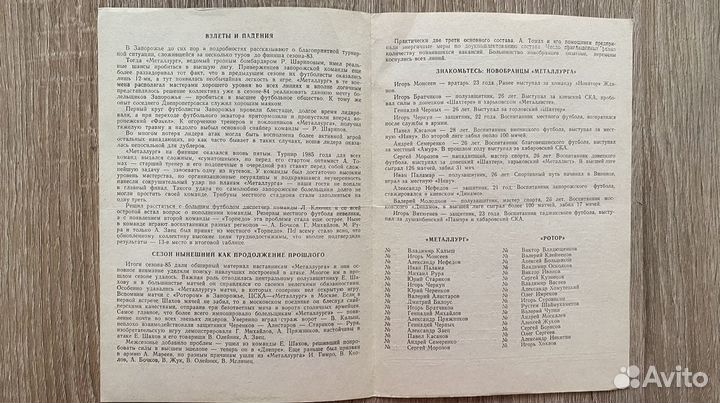 Футбольная программка Ротор - Металлург (Запорожье