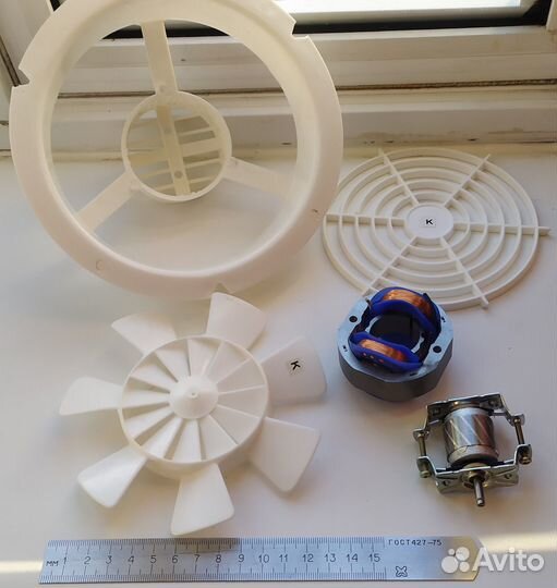 Вентилятор вытяжной канальный 100мм б/у + детали