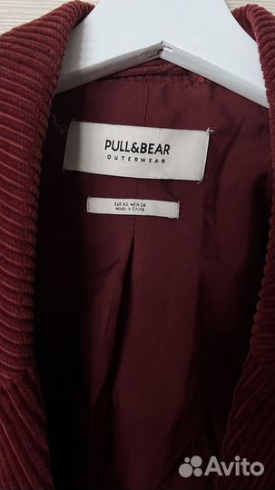 Бордовое вельветовое пальто-пиджак