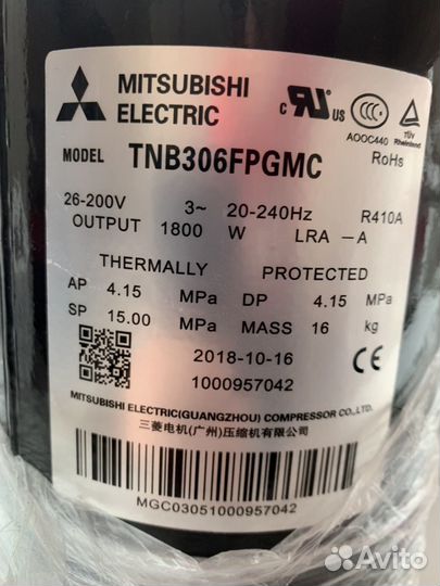 Компрессор кондиционера Mitsubishi TNB306fpgmc
