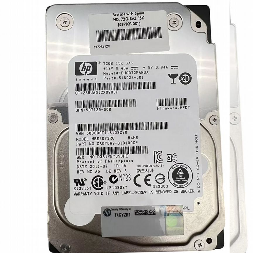 [537821-001] Жесткий Диск Hp 72gb Sas 2,5" Hdd 537821-001
