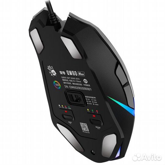 Мышь проводная A4Tech Bloody W60 Max Gun черный оп