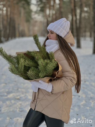 Комплект шапка, варежки, шарф