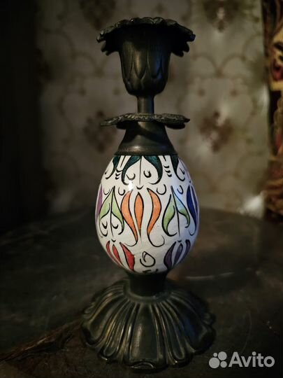 Подсвечники, пара,бронза и фарфор