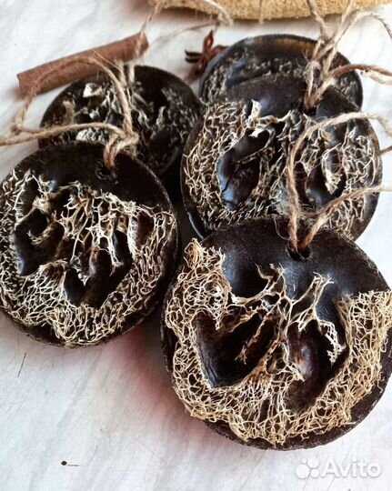 Массажное мыло с люфой и кофе