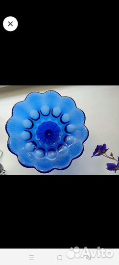 Стеклянная фруктовница на ножке СССР