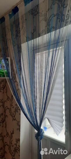 Нитяные шторы с карнизом потолочным