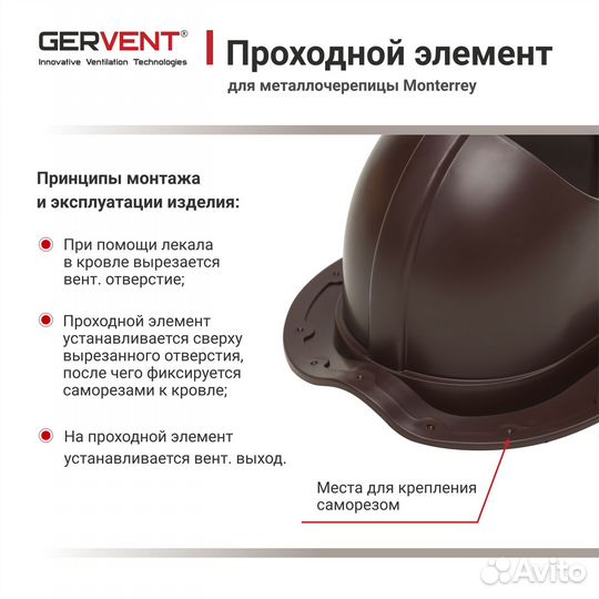 Проходной элемент для металлочерепицы Monterrey