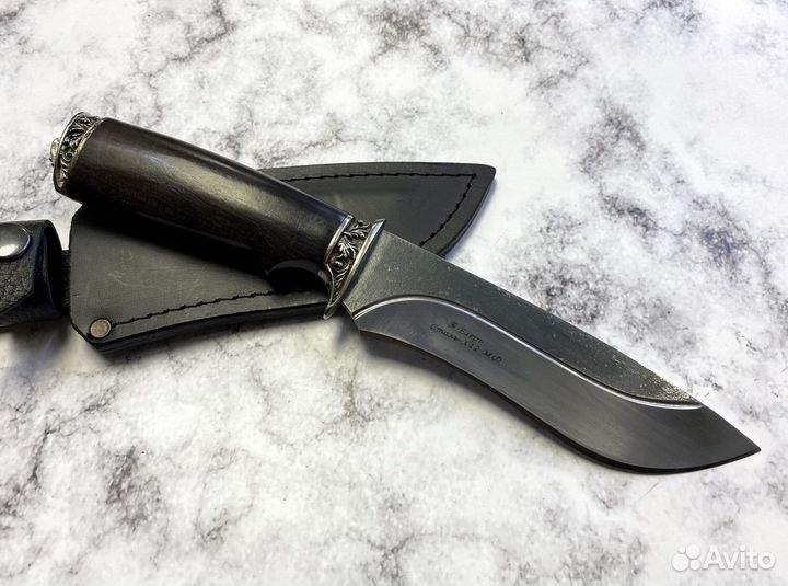 Нож Егерь, кованая Х12мф, черный граб, мельхиор