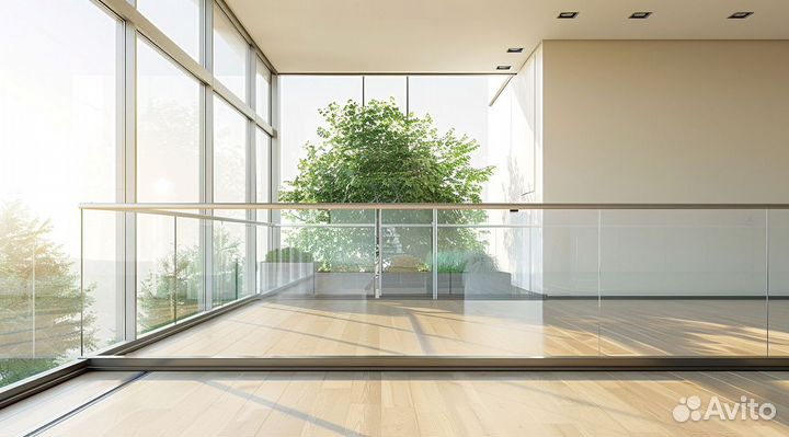 Стеклянное ограждение лестницы