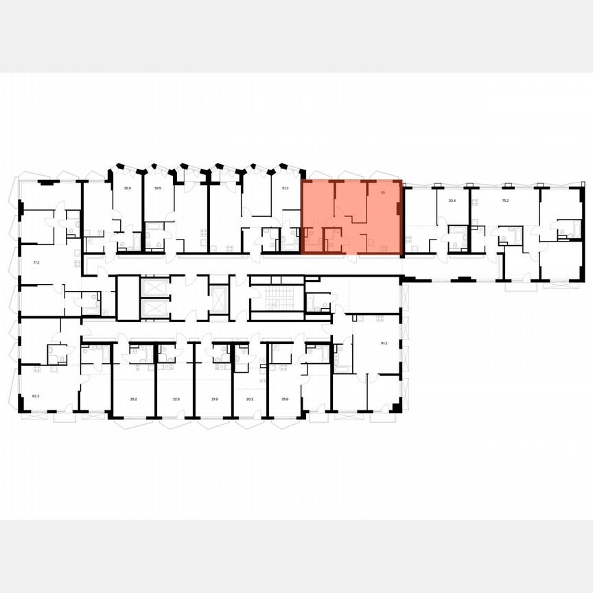 2-к. квартира, 55 м², 2/24 эт.