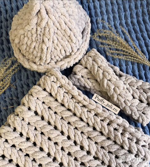 Вязаная повязка на голову/шапка/шарф