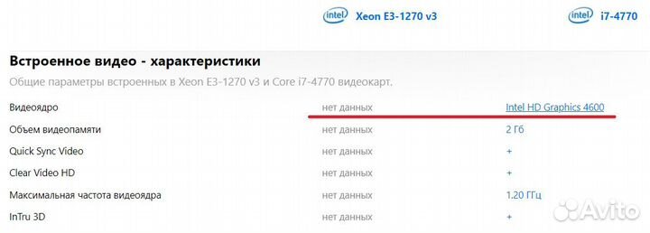 Intel xeon e3 1270v3 (core i7 4770 без видеокарты)