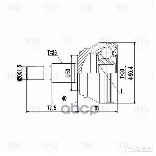 ШРУС для а/м Audi A3 (96) (наруж.) (GO 1820)