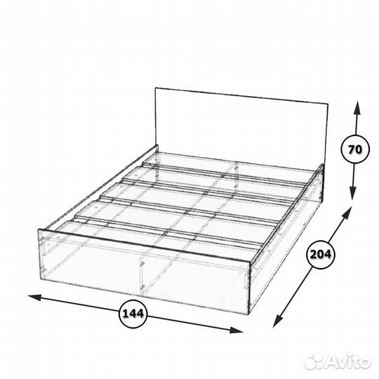 Кровать белая Стандарт 1400, цвет белый, шхгхв 143,5х203,5х70 см., сп.м. 1400х2000 мм., без матраса