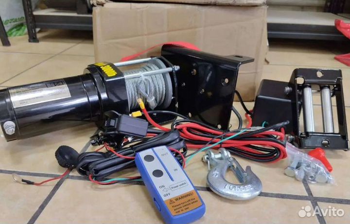 Лебедка электрическая 12v 3000 lbs сталь