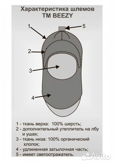 Детска зимняя шапка шлем Beezy 50/53 см