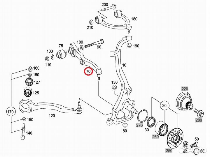 Рычаг передний левый Mercedes w221 w216