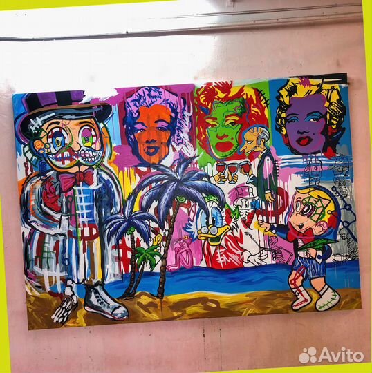 Модные стрит арт картины в интерьер акрилом
