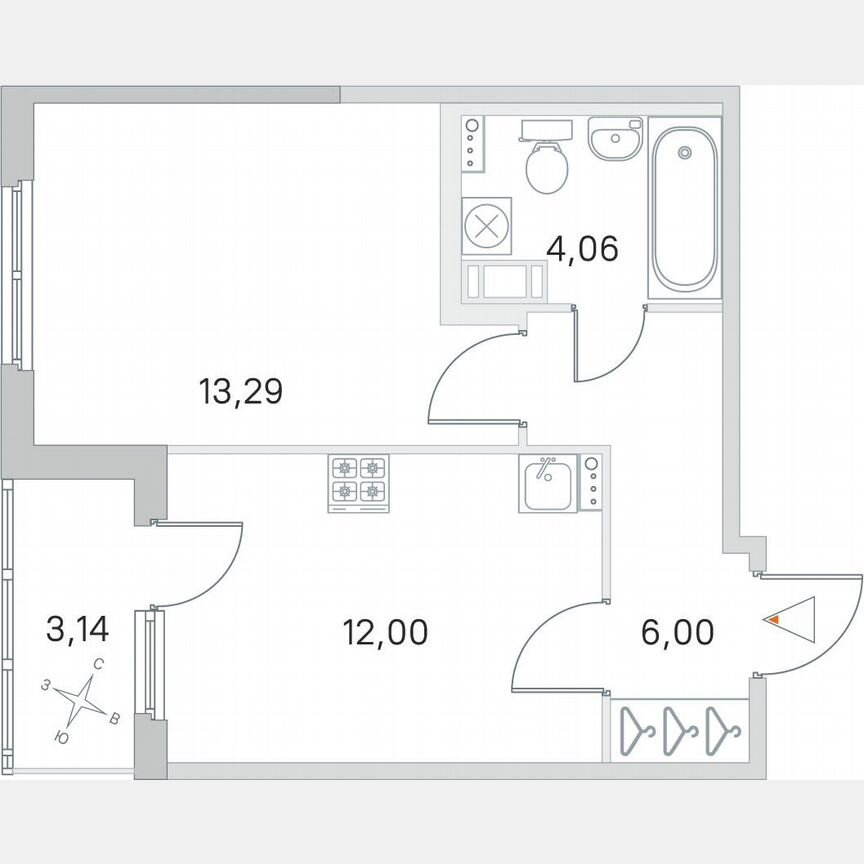 1-к. квартира, 36,9 м², 2/4 эт.