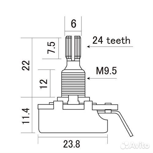 CTS-A250 Потенциометр 250кОм (лог), Hosco