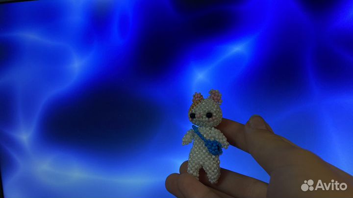 Амигуруми из бисера котик с сумочкой