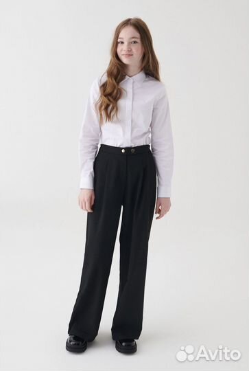 Брюки школьные широкие на дев next, 140
