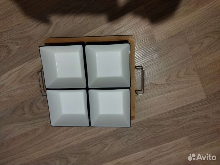 Набор салатников «Квадрат», 4 шт, на д.подставке