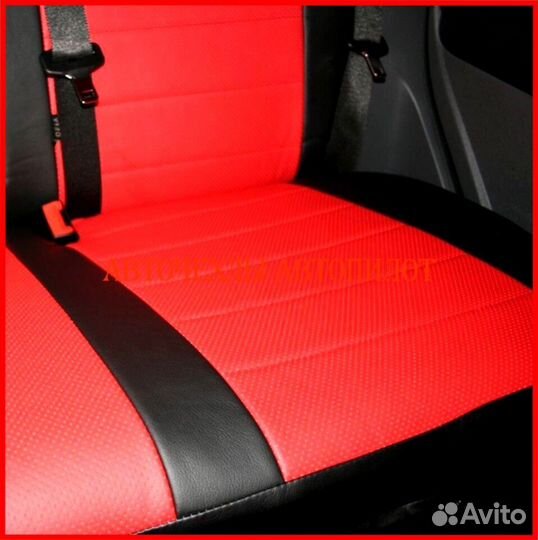 Чехлы Автопилот Ford Focus 2 из экокожи чёрно-крас