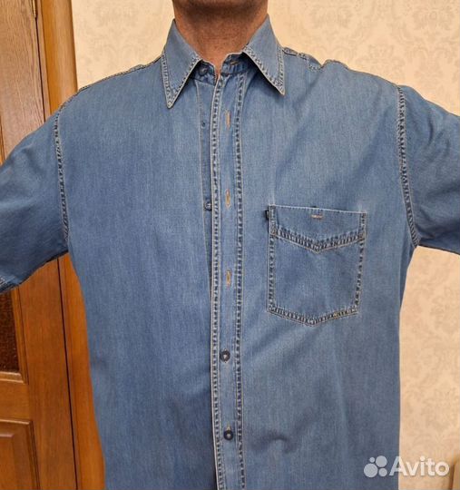 Рубашка мужская джинсовая размер 52