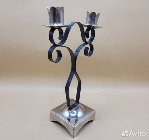Подсвечник настольный на 2 свечи металл сталь