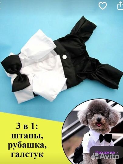 Костюм-смокинг для собак праздничный