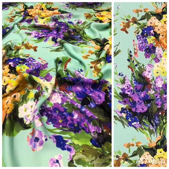 Ткань натуральный шелк отрез италия