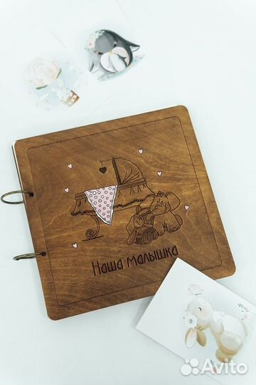 Фотоальбом с деревянной обложкой