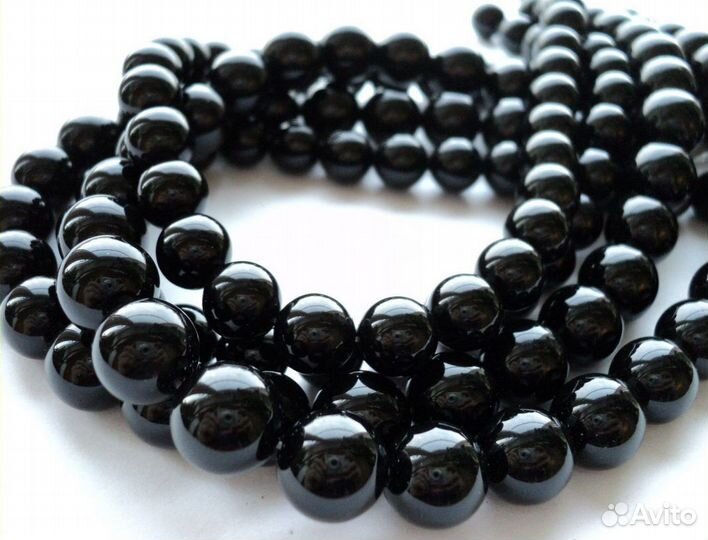 Натуральные камни чёрный агат 10мм
