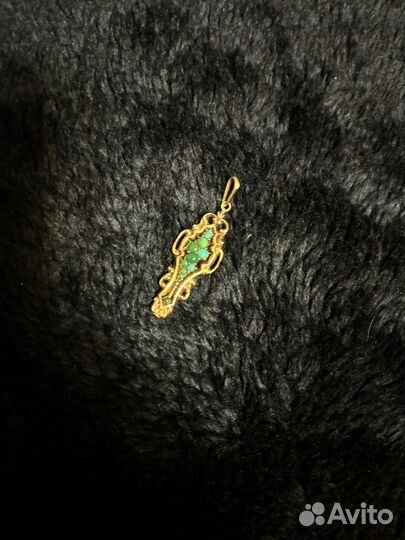 Золотой кулон с бирюзой нат.(СССР)