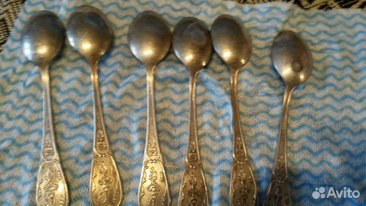Ложкичайныеложки Серебр-6 шт.,Мельхиоров-6шт