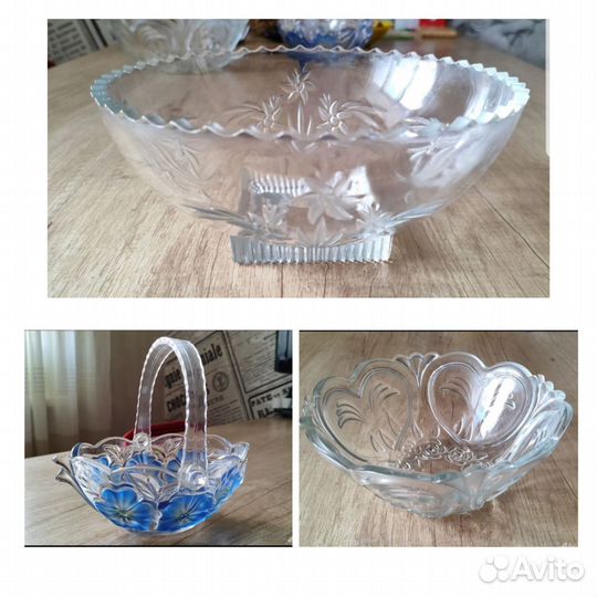 Ваза фруктов салатница конфетница стекло премиум