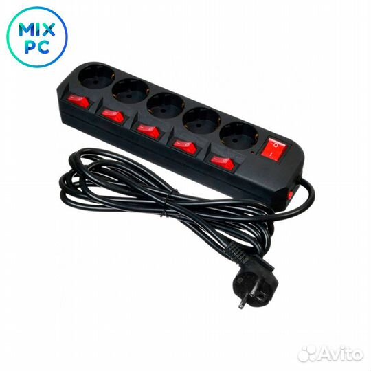 Сетевой фильтр Buro 500SH-3-SW-B 3м (5 розеток) че