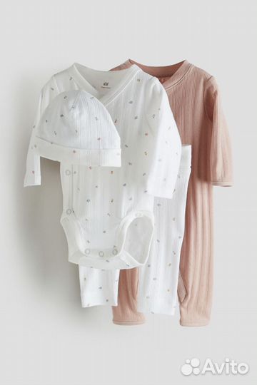 Комплект новый 4в 1 h&m 56 боди слип ползунки