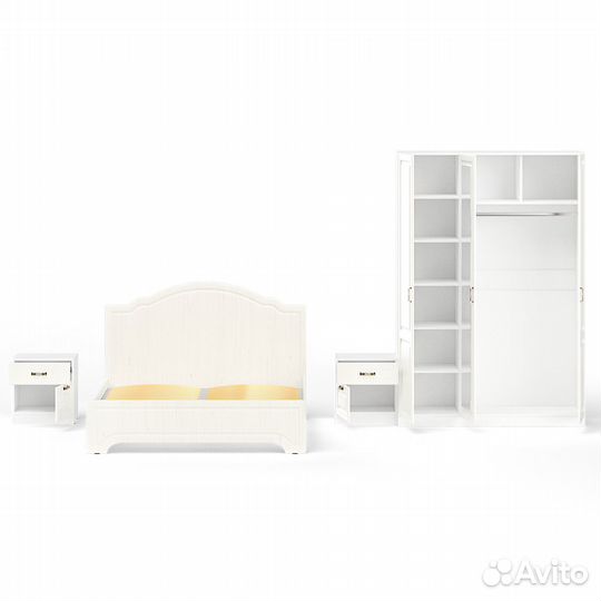 Спальный гарнитур Ливерпуль № 1 цвет ясень ваниль/белый