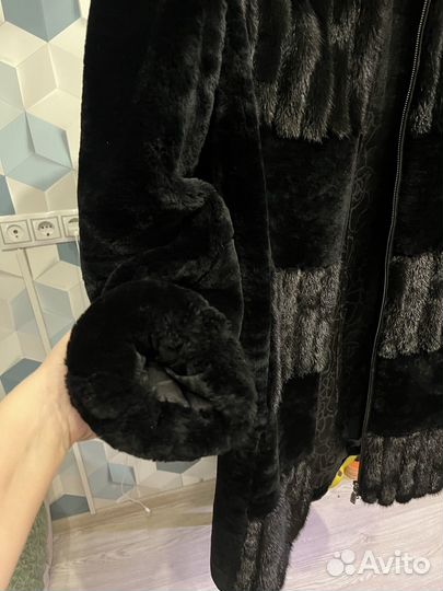 Шуба мутоновая с норковой отделкой 44